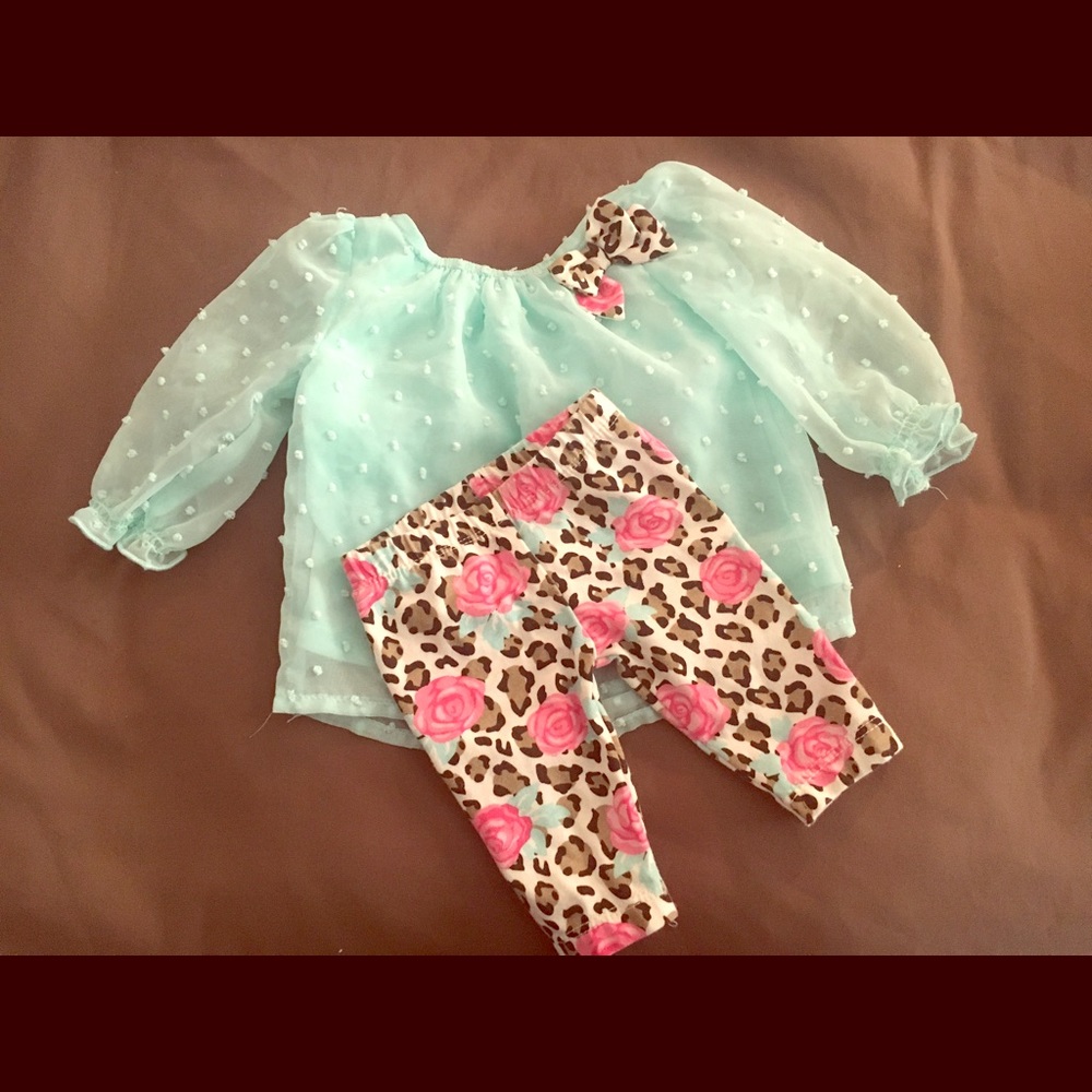 Healthtex 2pc NewBorn Mint & Floral Outfit
